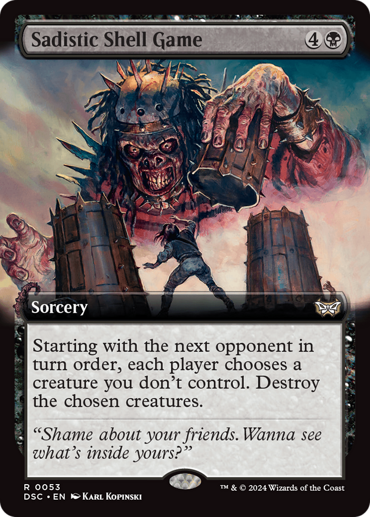 Sadistic Shell Game (DSC-053) - Duskmourn: House of Horror Commander: (Extended Art) - Premium MTG Single from Wizards of the Coast - Just $0.29! Shop now at Game Crave Tournament Store