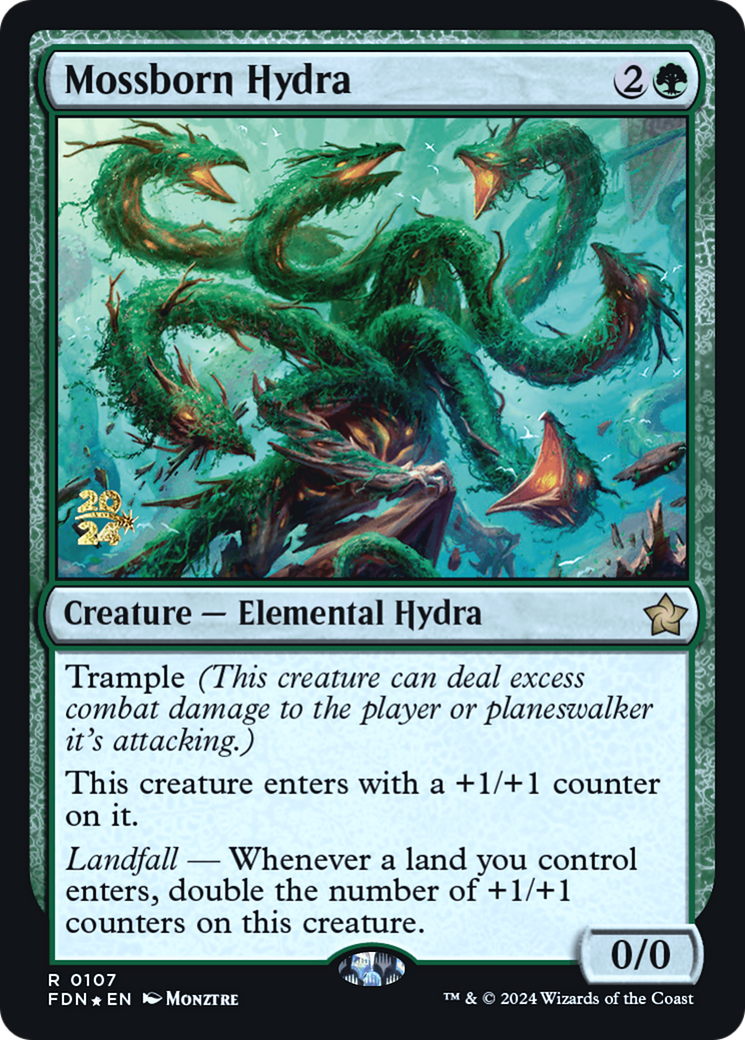 Mossborn Hydra (PRE-107S) - Foundations Promos Foil - Premium MTG Single from Wizards of the Coast - Just $1.41! Shop now at Game Crave Tournament Store