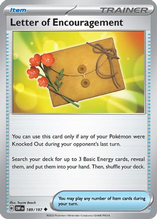 Letter of Encouragement 189 - SV03 Obsidian Flames Reverse Holofoil