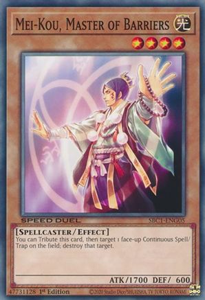 Mei-Kou, Master of Barriers (SBC1-ENG05) - Speed Duel: Streets of Battle City 1st Edition - Premium Yugioh Single from Konami - Just $0.25! Shop now at Game Crave Tournament Store