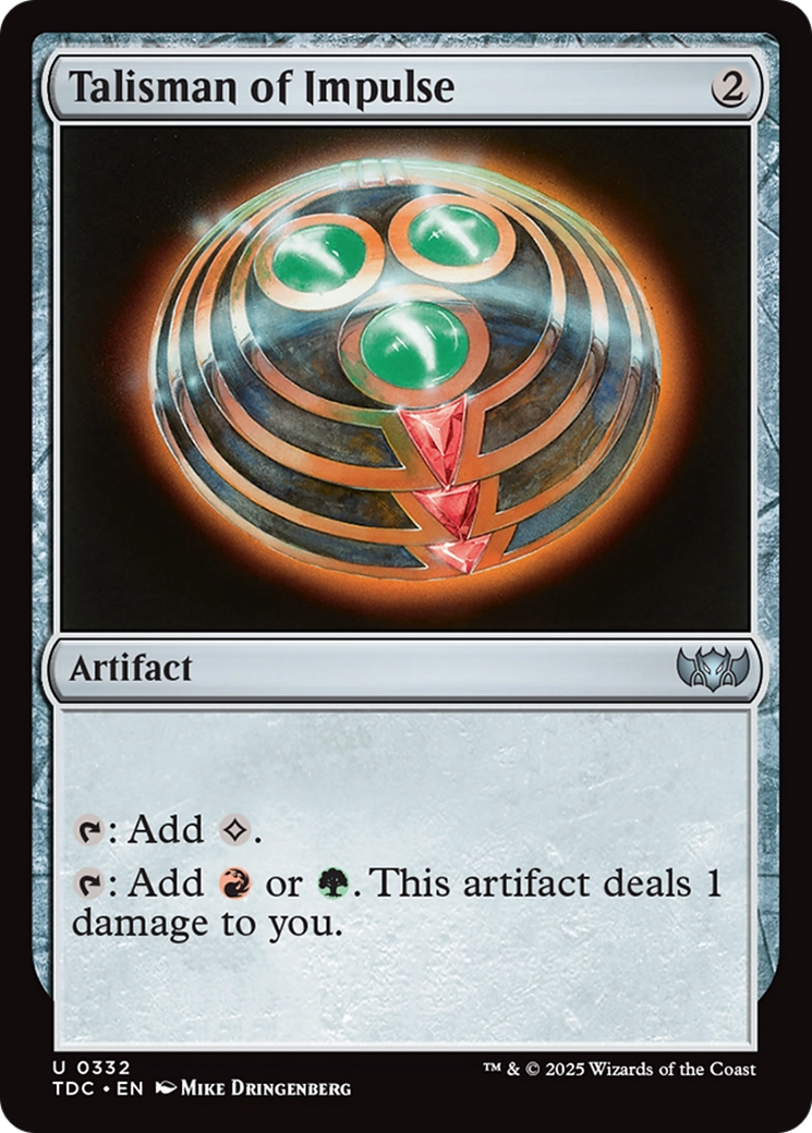 Talisman of Impulse (TDC-332) - Tarkir: Dragonstorm Commander - Premium MTG Single from Wizards of the Coast - Just $0.08! Shop now at Game Crave Tournament Store