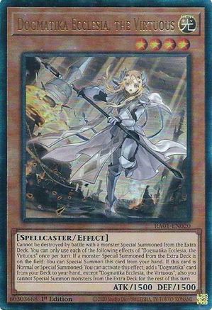 Dogmatika Ecclesia, the Virtuous (PUR) (RA01-EN020) - 25th Anniversary Rarity Collection 1st Edition - Premium Yugioh Single from Konami - Just $1.02! Shop now at Game Crave Tournament Store