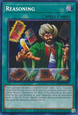 Reasoning (Secret Rare) (RA01-EN052) - 25th Anniversary Rarity Collection 1st Edition - Premium Yugioh Single from Konami - Just $0.27! Shop now at Game Crave Tournament Store