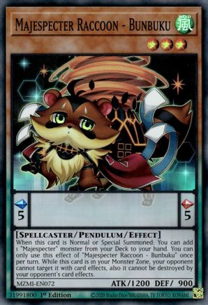 Majespecter Raccoon - Bunbuku (MZMI-EN072) - Maze of Millennia 1st Edition - Premium Yugioh Single from Konami - Just $0.26! Shop now at Game Crave Tournament Store