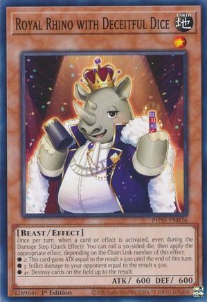 Royal Rhino with Deceitful Dice (PHNI-EN036) - Phantom Nightmare 1st Edition - Premium Yugioh Single from Konami - Just $0.25! Shop now at Game Crave Tournament Store