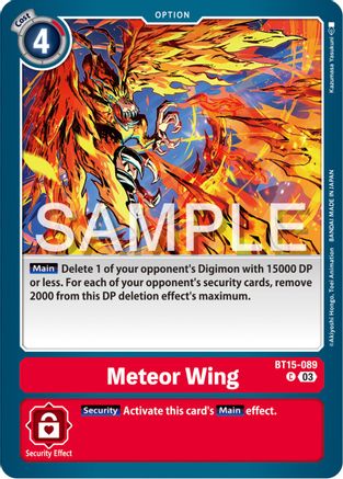 Meteor Wing (BT15-089) - Exceed Apocalypse - Premium Digimon Single from Bandai - Just $0.25! Shop now at Game Crave Tournament Store