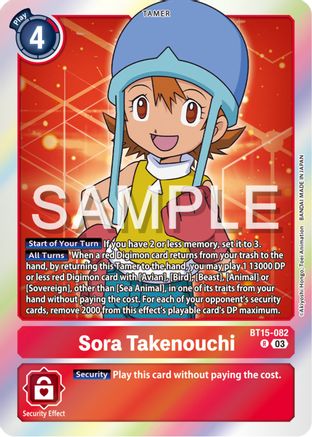 Sora Takenouchi (BT15-082) - Exceed Apocalypse Foil - Premium Digimon Single from Bandai - Just $0.25! Shop now at Game Crave Tournament Store