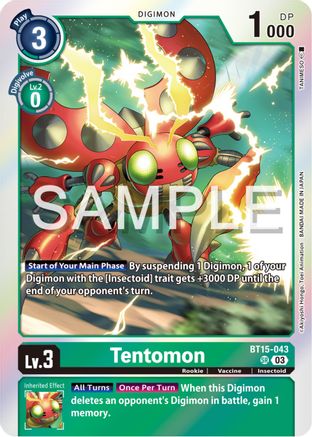 Tentomon (BT15-043) - Exceed Apocalypse Foil - Premium Digimon Single from Bandai - Just $4.66! Shop now at Game Crave Tournament Store