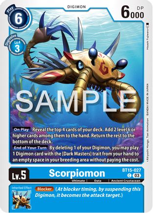 Scorpiomon (BT15-027) - Exceed Apocalypse - Premium Digimon Single from Bandai - Just $0.25! Shop now at Game Crave Tournament Store