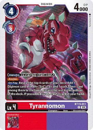 Tyrannomon (BT15-011) - Exceed Apocalypse - Premium Digimon Single from Bandai - Just $0.25! Shop now at Game Crave Tournament Store