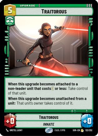 Traitorous (SPARK OF REBELLION) Foil - Premium Star Wars: Unlimited Single from Spark of Rebellion - Just $0.37! Shop now at Game Crave Tournament Store