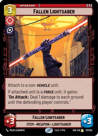 Fallen Lightsaber (SPARK OF REBELLION) - Premium Star Wars: Unlimited Single from Spark of Rebellion - Just $1.19! Shop now at Game Crave Tournament Store