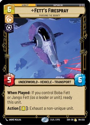 Fett's Firespray - Pursuing the Bounty (SPARK OF REBELLION) - Premium Star Wars: Unlimited Single from Spark of Rebellion - Just $0.20! Shop now at Game Crave Tournament Store