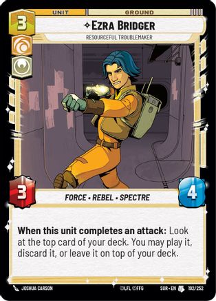 Ezra Bridger - Resourceful Troublemaker (SPARK OF REBELLION) Foil - Premium Star Wars: Unlimited Single from Spark of Rebellion - Just $0.08! Shop now at Game Crave Tournament Store