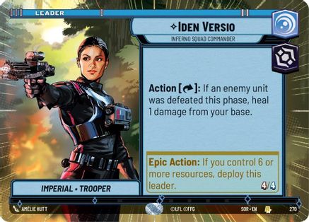 Iden Versio - Inferno Squad Commander (Hyperspace) (SPARK OF REBELLION) - Premium Star Wars: Unlimited Single from Spark of Rebellion - Just $0.15! Shop now at Game Crave Tournament Store