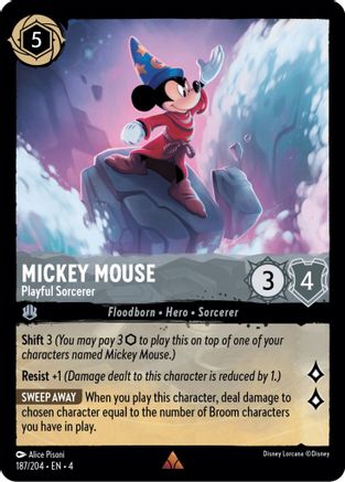 Mickey Mouse - Playful Sorcerer (187/204) - Ursulas Return - Premium Lorcana Single from Ursula's Return - Just $0.90! Shop now at Game Crave Tournament Store