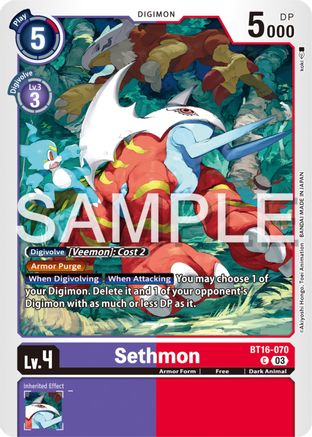 Sethmon (BT16-070) - Beginning Observer - Premium Digimon Single from Bandai - Just $0.25! Shop now at Game Crave Tournament Store