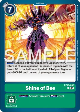 Shine of Bee (BT16-095) - Beginning Observer - Premium Digimon Single from Bandai - Just $0.25! Shop now at Game Crave Tournament Store