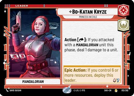 Bo-Katan Kryze - Princess in Exile (012/262) - Shadows of the Galaxy - Premium Star Wars: Unlimited Single from Shadows of the Galaxy - Just $0.08! Shop now at Game Crave Tournament Store
