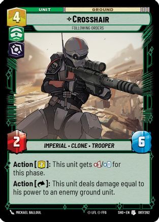 Crosshair - Following Orders (087/262) - Shadows of the Galaxy Foil - Premium Star Wars: Unlimited Single from Shadows of the Galaxy - Just $0.08! Shop now at Game Crave Tournament Store