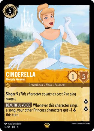 Cinderella - Melody Weaver (4/204) - Ursulas Return Cold Foil - Premium Lorcana Single from Ursula's Return - Just $1.73! Shop now at Game Crave Tournament Store