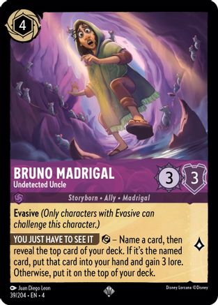 Bruno Madrigal - Undetected Uncle (39/204) - Ursulas Return - Premium Lorcana Single from Ursula's Return - Just $0.75! Shop now at Game Crave Tournament Store