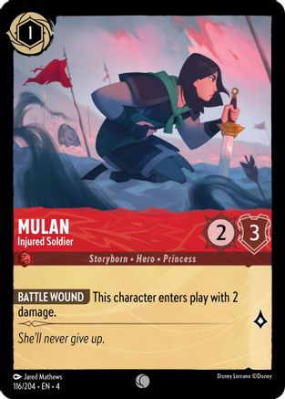 Mulan - Injured Soldier (116/204) - Ursulas Return Cold Foil - Premium Lorcana Single from Ursula's Return - Just $0.26! Shop now at Game Crave Tournament Store