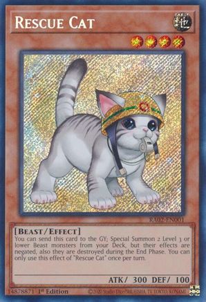 Game Crave Tournament Store - Rescue Cat (Alternate Art) (Secret Rare) (RA02-EN001) - 25th Anniversary Rarity Collection II 1st Edition Game Crave Tournament Store - Rescue Cat (Alternate Art) (Secret Rare) (RA02-EN001) - 25th Anniversary Rarity Collection II 1st Edition