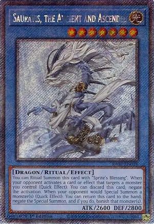 Game Crave Tournament Store - Sauravis, the Ancient and Ascended (Platinum Secret  Rare) (RA02-EN019)