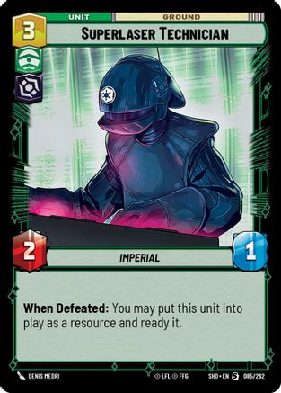 Superlaser Technician (085/262) - Shadows of the Galaxy - Premium Star Wars: Unlimited Single from Shadows of the Galaxy - Just $0.08! Shop now at Game Crave Tournament Store