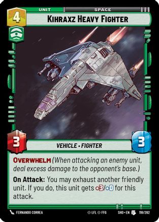 Kihraxz Heavy Fighter (118/262) - Shadows of the Galaxy Foil - Premium Star Wars: Unlimited Single from Shadows of the Galaxy - Just $0.08! Shop now at Game Crave Tournament Store