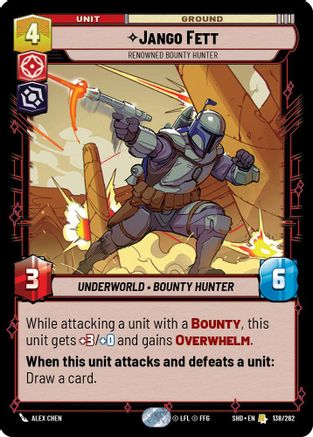 Jango Fett - Renowned Bounty Hunter (138/262) - Shadows of the Galaxy Foil - Premium Star Wars: Unlimited Single from Shadows of the Galaxy - Just $0.18! Shop now at Game Crave Tournament Store
