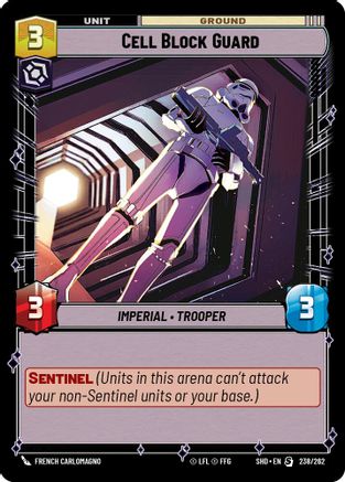 Cell Block Guard (238/262) - Shadows of the Galaxy - Premium Star Wars: Unlimited Single from Shadows of the Galaxy - Just $0.08! Shop now at Game Crave Tournament Store