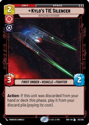 Kylo's TIE Silencer - Ruthlessly Efficient (135/262) - Shadows of the Galaxy Foil - Premium Star Wars: Unlimited Single from Shadows of the Galaxy - Just $7.48! Shop now at Game Crave Tournament Store