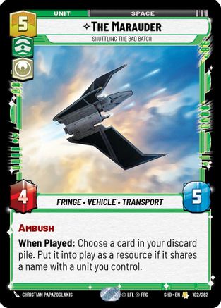 The Marauder - Shuttling the Bad Batch (102/262) - Shadows of the Galaxy - Premium Star Wars: Unlimited Single from Shadows of the Galaxy - Just $0.11! Shop now at Game Crave Tournament Store