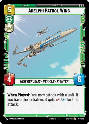 Adelphi Patrol Wing (101/262) - Shadows of the Galaxy - Premium Star Wars: Unlimited Single from Shadows of the Galaxy - Just $0.08! Shop now at Game Crave Tournament Store