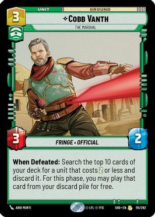 Cobb Vanth - The Marshal (115/262) - Shadows of the Galaxy - Premium Star Wars: Unlimited Single from Shadows of the Galaxy - Just $0.30! Shop now at Game Crave Tournament Store