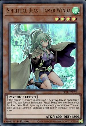 Spiritual Beast Tamer Winda (BLTR-EN070) - Battles of Legend: Terminal Revenge 1st Edition - Premium Yugioh Single from Konami - Just $0.25! Shop now at Game Crave Tournament Store