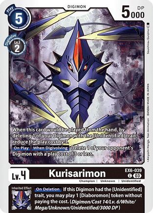 Kurisarimon (EX6-039) - Infernal Ascension - Premium Digimon Single from Bandai - Just $0.25! Shop now at Game Crave Tournament Store