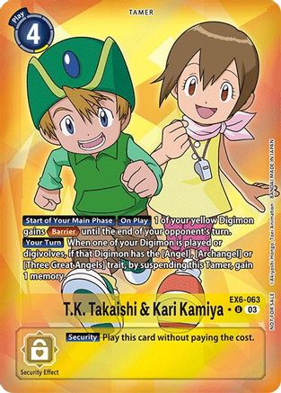 T.K. Takaishi & Kari Kamiya (Box Promotion Pack: Infernal Ascension) (EX6-063) - Infernal Ascension Foil - Premium Digimon Single from Bandai - Just $3.30! Shop now at Game Crave Tournament Store