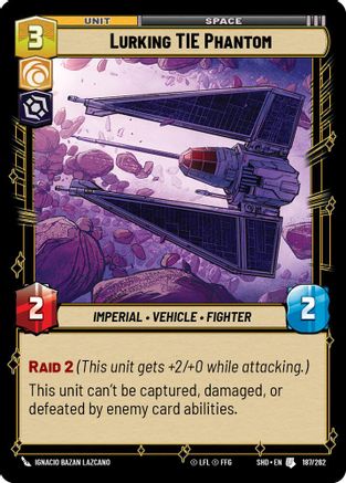Lurking TIE Phantom (187/262) - Shadows of the Galaxy - Premium Star Wars: Unlimited Single from Shadows of the Galaxy - Just $0.35! Shop now at Game Crave Tournament Store