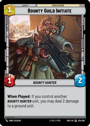 Bounty Guild Initiate (254/262) - Shadows of the Galaxy Foil - Premium Star Wars: Unlimited Single from Shadows of the Galaxy - Just $0.08! Shop now at Game Crave Tournament Store