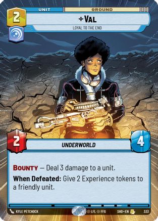 Val - Loyal to the End (Hyperspace) (333) - Shadows of the Galaxy - Premium Star Wars: Unlimited Single from Shadows of the Galaxy - Just $0.78! Shop now at Game Crave Tournament Store