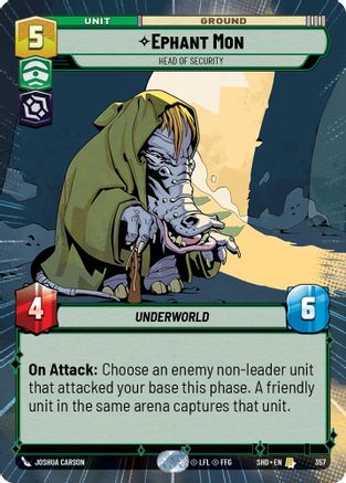 Ephant Mon - Head of Security (Hyperspace) (357) - Shadows of the Galaxy Foil - Premium Star Wars: Unlimited Single from Shadows of the Galaxy - Just $0.60! Shop now at Game Crave Tournament Store