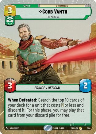 Cobb Vanth - The Marshal (Hyperspace) (384) - Shadows of the Galaxy Foil - Premium Star Wars: Unlimited Single from Shadows of the Galaxy - Just $2.43! Shop now at Game Crave Tournament Store