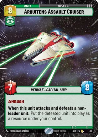 Arquitens Assault Cruiser (Hyperspace) (391) - Shadows of the Galaxy Foil - Premium Star Wars: Unlimited Single from Shadows of the Galaxy - Just $8.03! Shop now at Game Crave Tournament Store