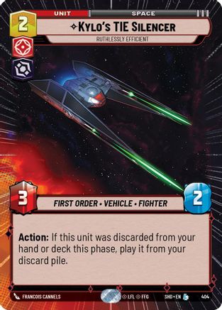 Kylo's TIE Silencer - Ruthlessly Efficient (Hyperspace) (404) - Shadows of the Galaxy Foil - Premium Star Wars: Unlimited Single from Shadows of the Galaxy - Just $10.66! Shop now at Game Crave Tournament Store