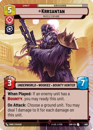 Krrsantan - Muscle for Hire (Hyperspace) (408) - Shadows of the Galaxy Foil - Premium Star Wars: Unlimited Single from Shadows of the Galaxy - Just $0.55! Shop now at Game Crave Tournament Store