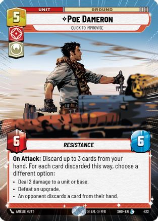 Poe Dameron - Quick to Improvise (Hyperspace) (422) - Shadows of the Galaxy Foil - Premium Star Wars: Unlimited Single from Shadows of the Galaxy - Just $13.24! Shop now at Game Crave Tournament Store