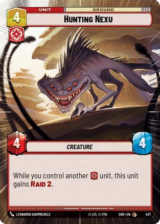 Hunting Nexu (Hyperspace) (437) - Shadows of the Galaxy Foil - Premium Star Wars: Unlimited Single from Shadows of the Galaxy - Just $0.10! Shop now at Game Crave Tournament Store